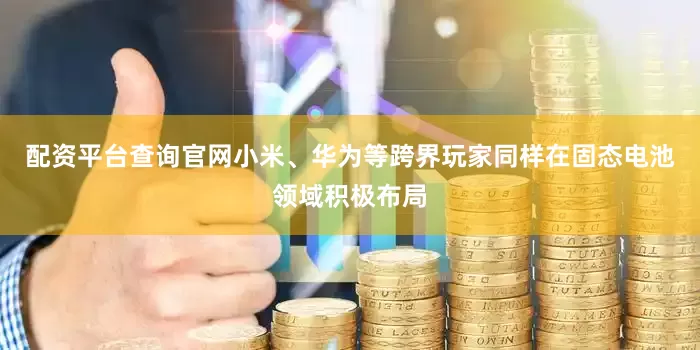配资平台查询官网小米、华为等跨界玩家同样在固态电池领域积极布局